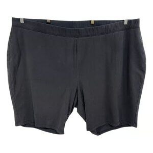 Catherines Plus Size 34W 36W Shorts 5X Black Elastic Waist Pull On Solid